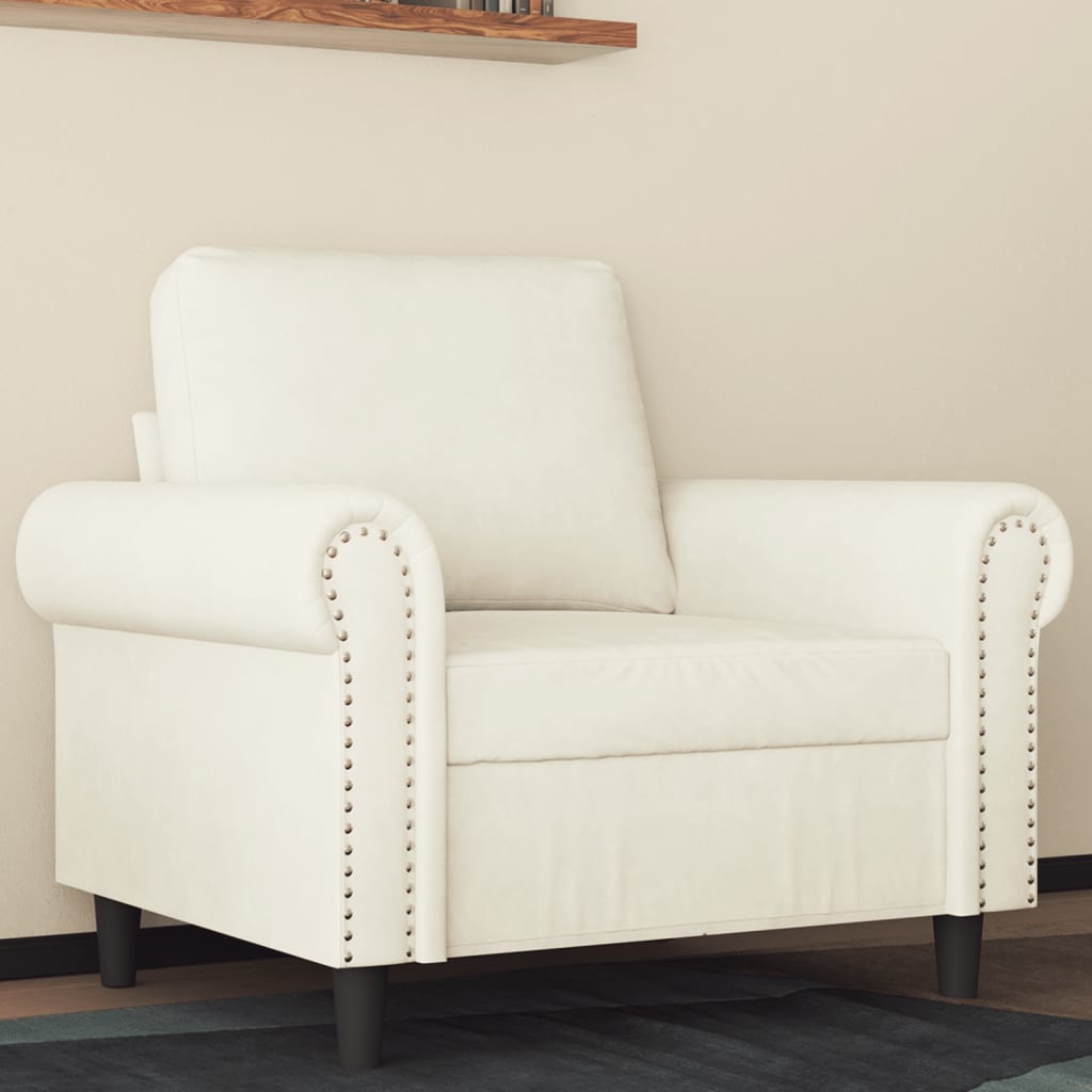 lænestol 60 cm velour cremefarvet