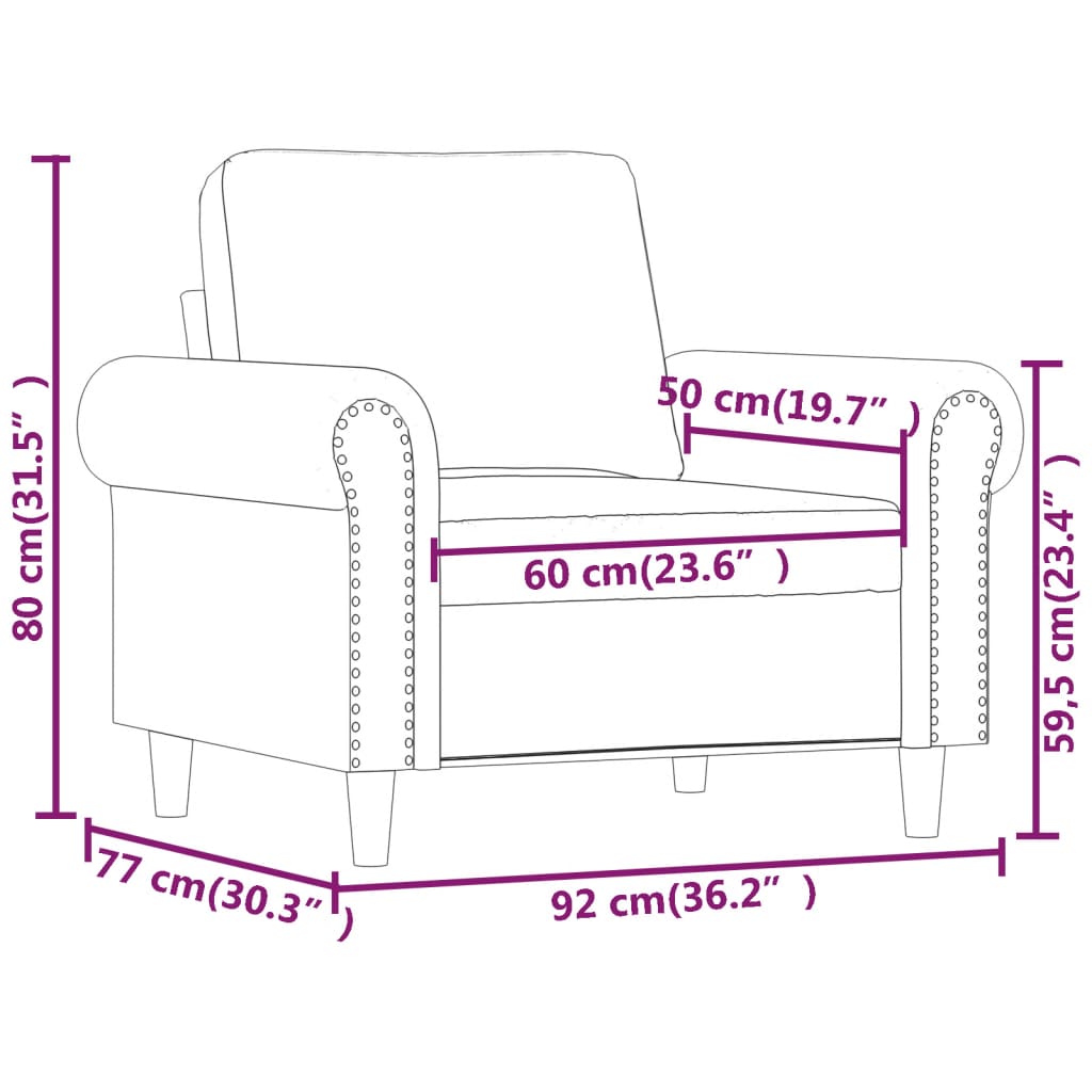 lænestol 60 cm velour Blå