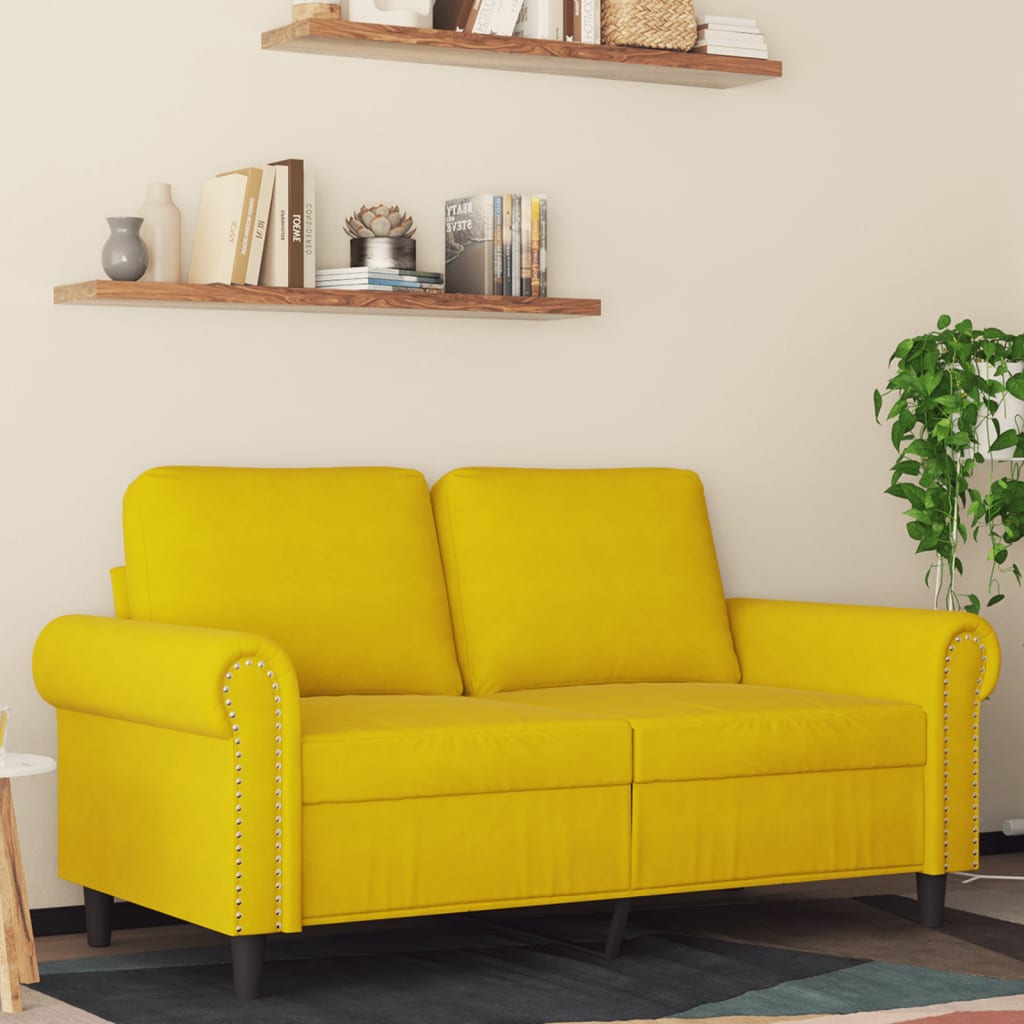 2-personers sofa 120 cm fløjl gul
