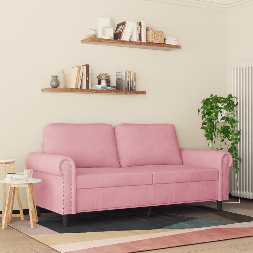 2-personers sofa 140 cm fløjl lyserød
