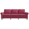 3-personers sofa 180 cm fløjl vinrød