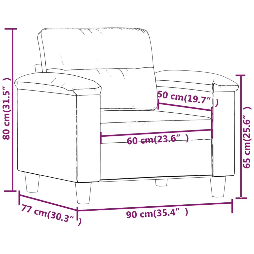 sofastol 60 cm mikrofiberstof beige