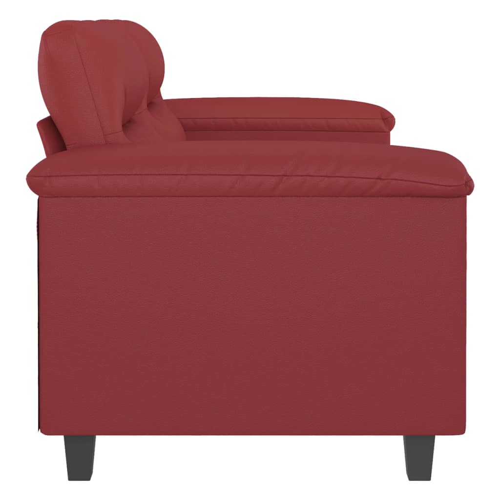 2-personers sofa 120 cm kunstlæder vinrød