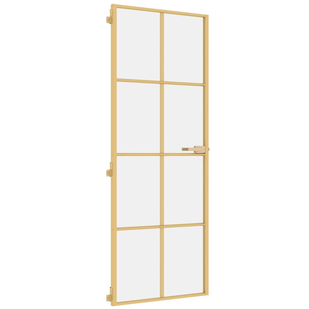 indvendig dør 76x201,5 cm hærdet glas og aluminium guldfarvet
