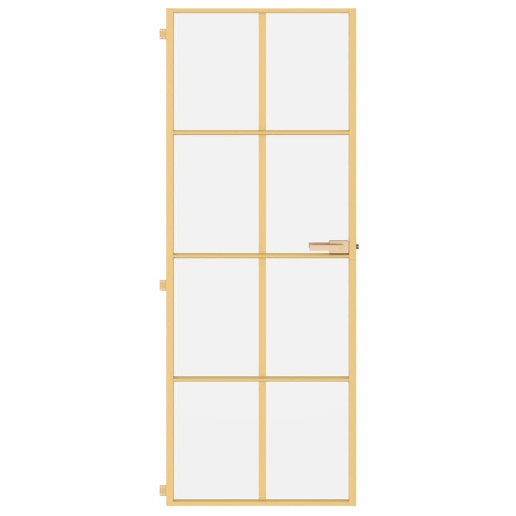 indvendig dør 76x201,5 cm hærdet glas og aluminium guldfarvet
