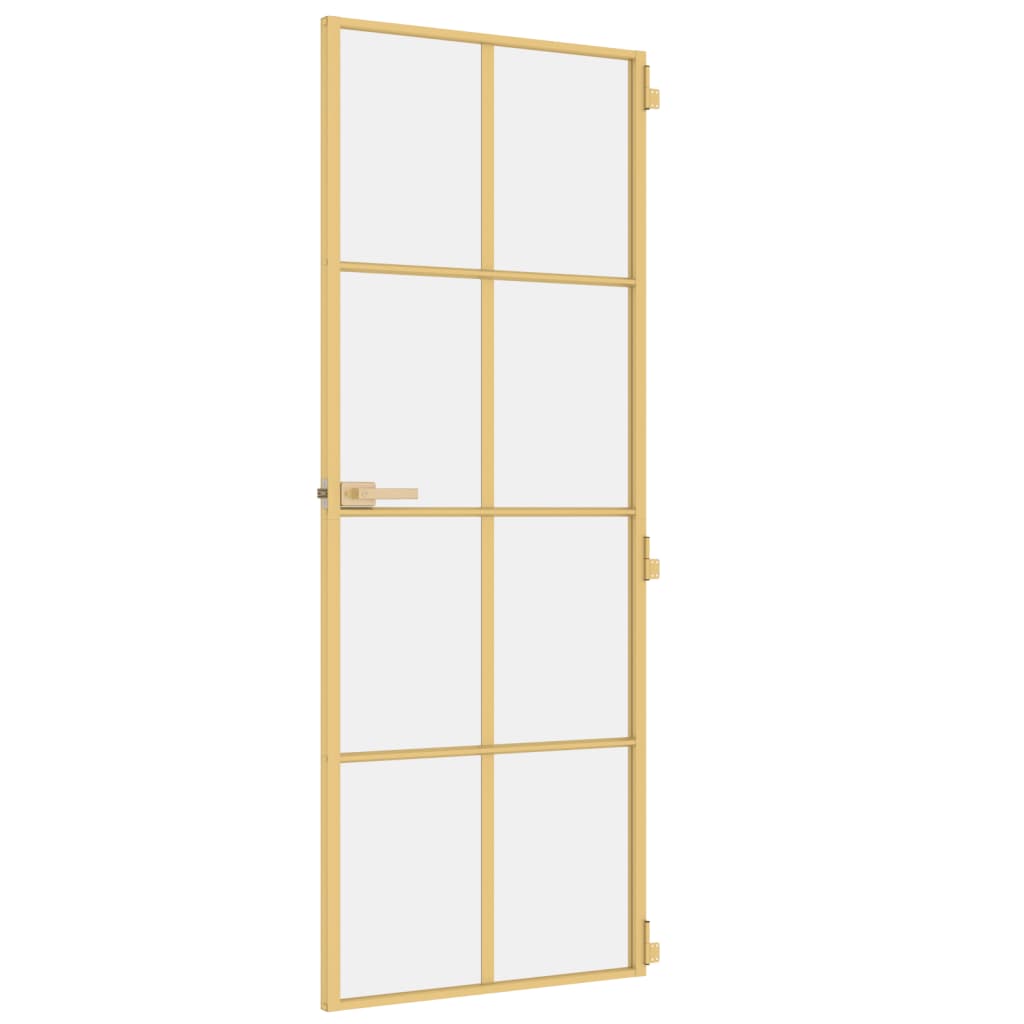 indvendig dør 76x201,5 cm hærdet glas og aluminium guldfarvet