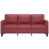 3-personers sofa 180 cm kunstlæder vinrød