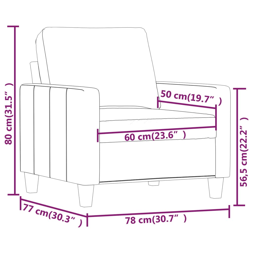 lænestol 60 cm kunstlæder vinrød