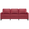 3-personers sofa 180 cm kunstlæder vinrød