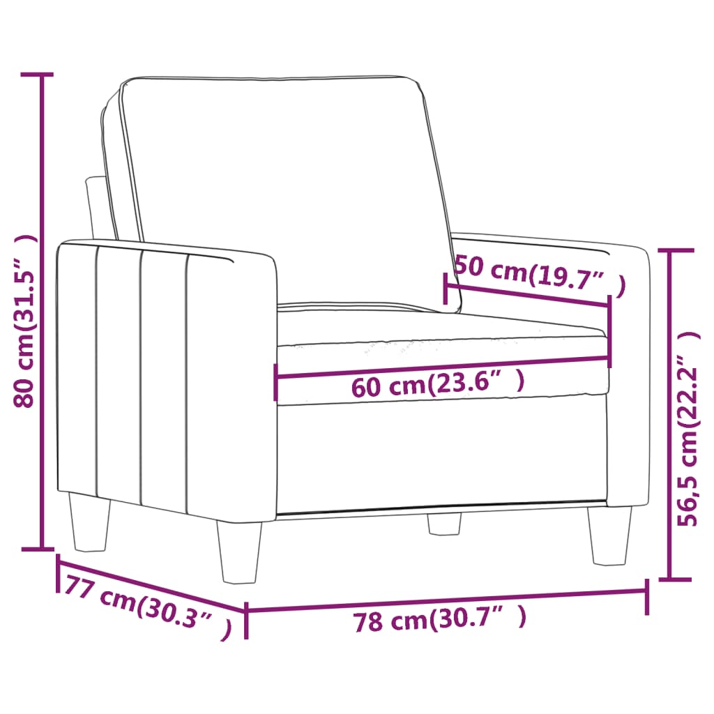 lænestol 60 cm stof vinrød