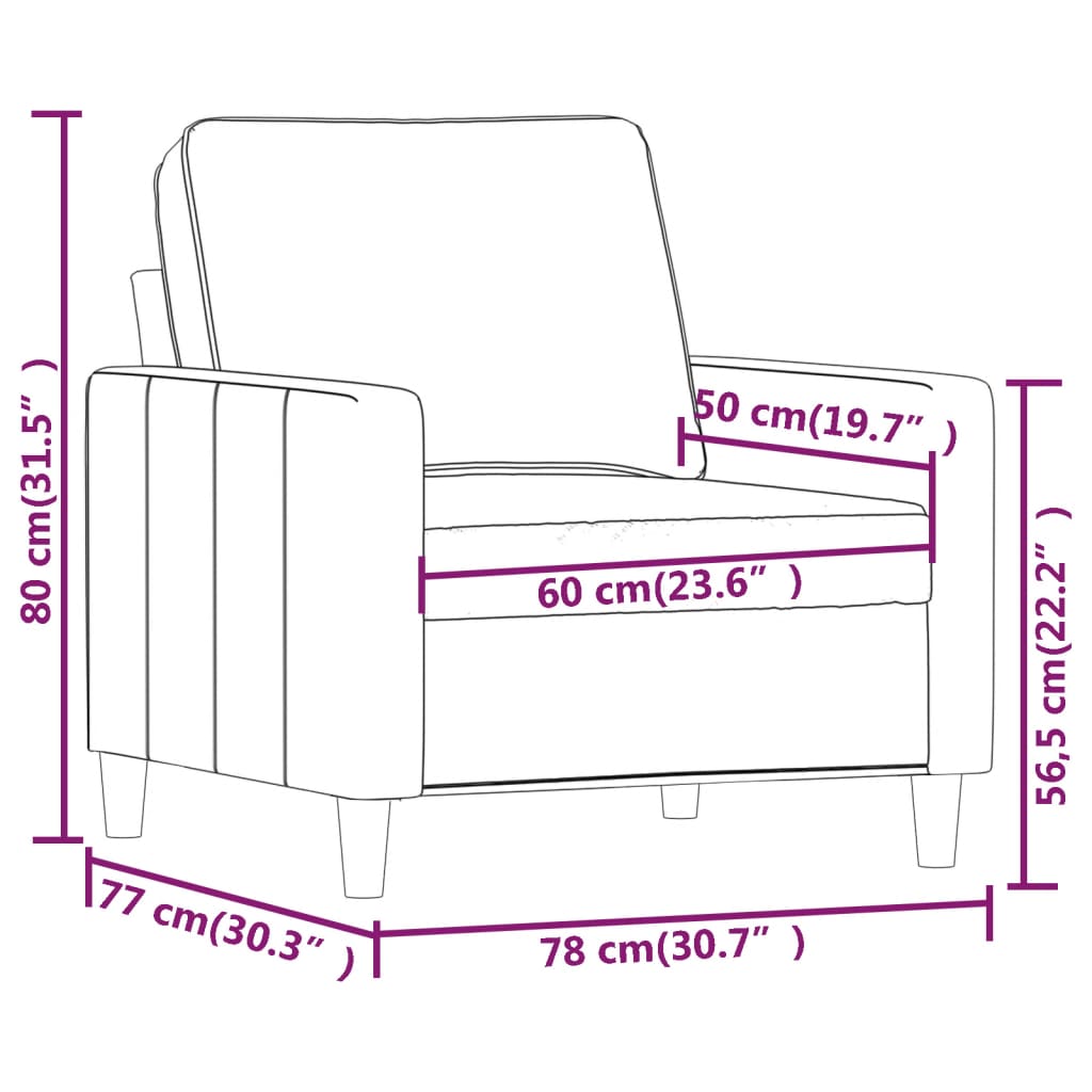 lænestol 60 cm velour vinrød