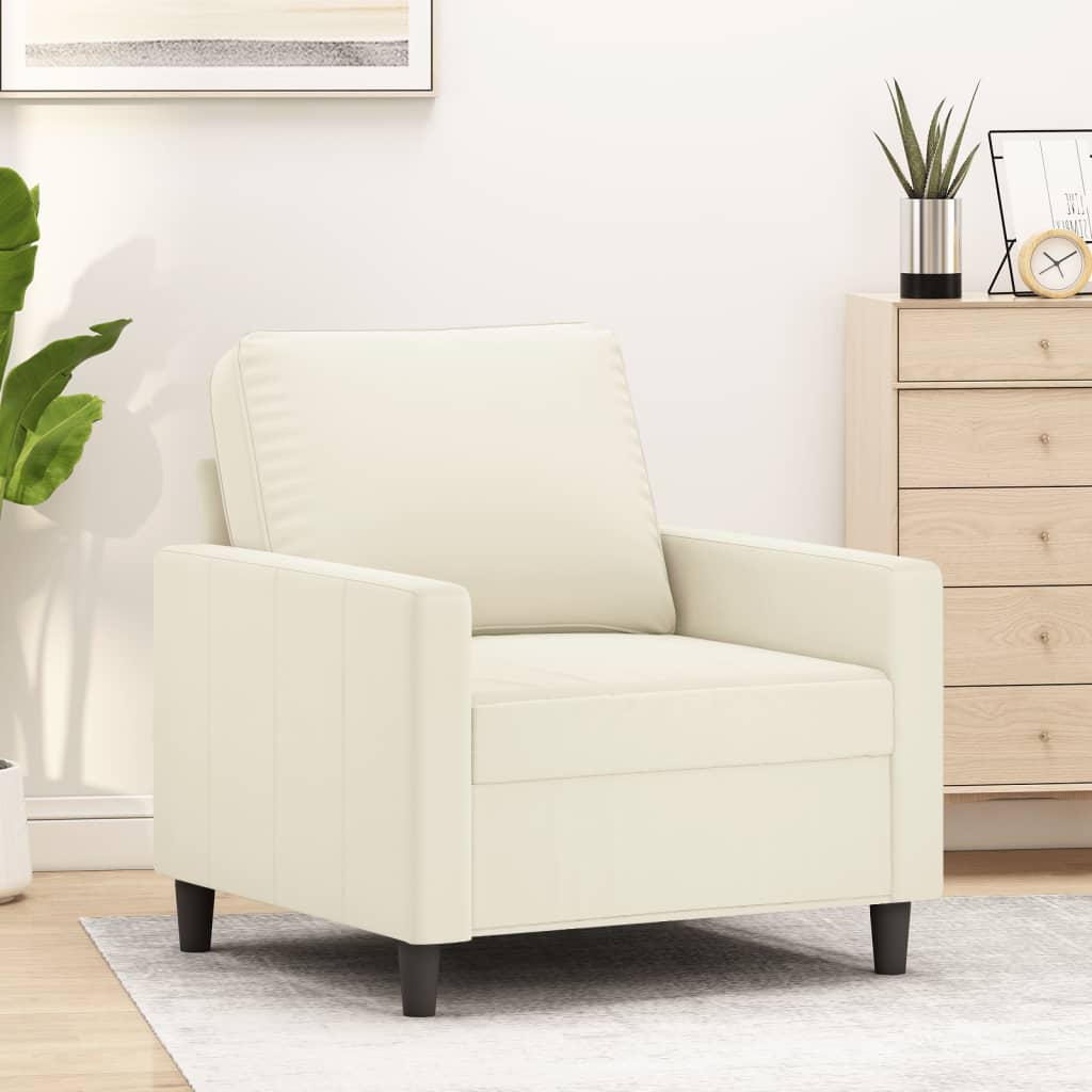 lænestol 60 cm velour cremefarvet
