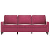 3-personers sofa 180 cm fløjl vinrød