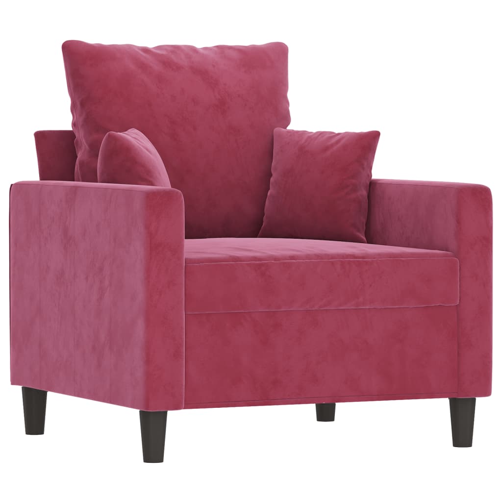lænestol 60 cm velour vinrød