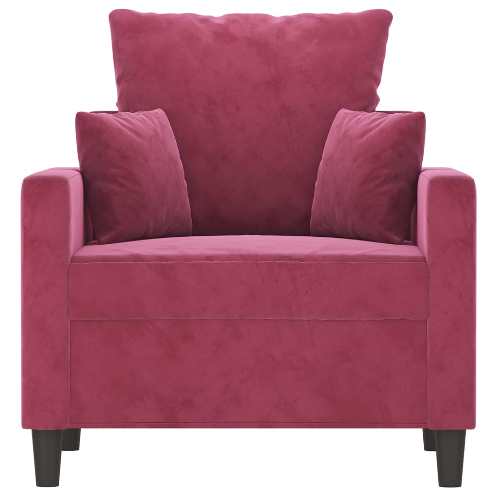lænestol 60 cm velour vinrød