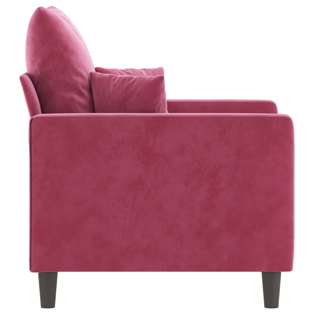 lænestol 60 cm velour vinrød