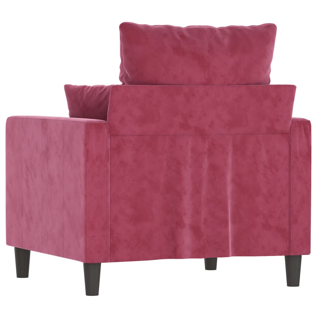 lænestol 60 cm velour vinrød