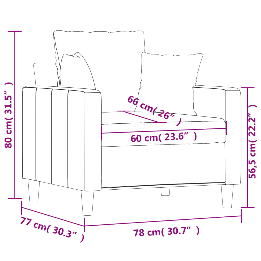 lænestol 60 cm velour vinrød