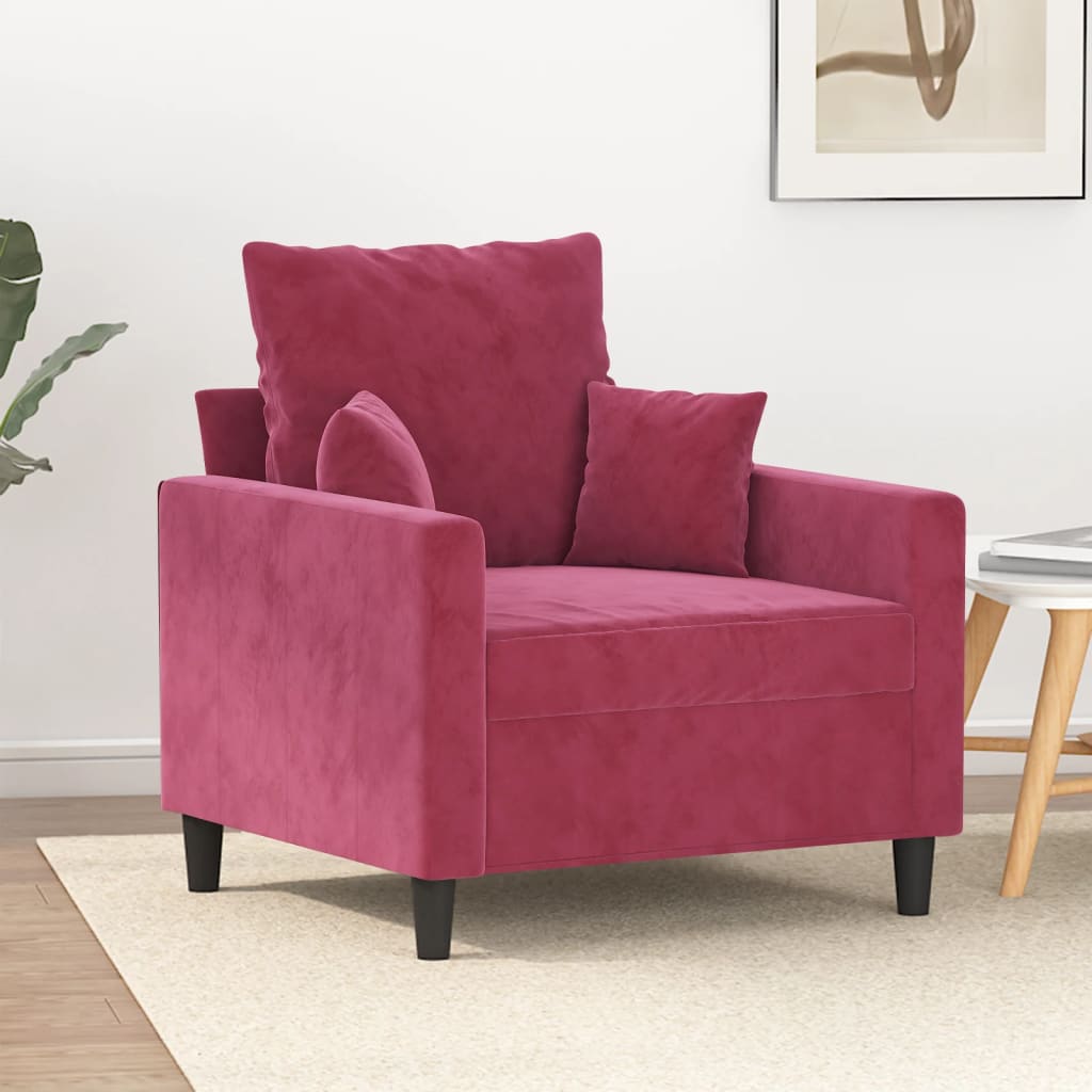 lænestol 60 cm velour vinrød