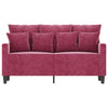 2-personers sofa 120 cm fløjl vinrød