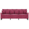 3-personers sofa 180 cm fløjl vinrød