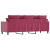 3-personers sofa 180 cm fløjl vinrød
