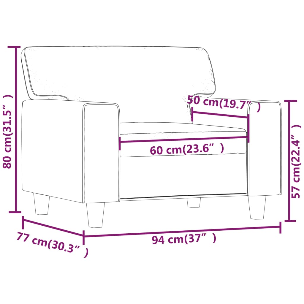 lænestol 60 cm kunstlæder Cappuccino