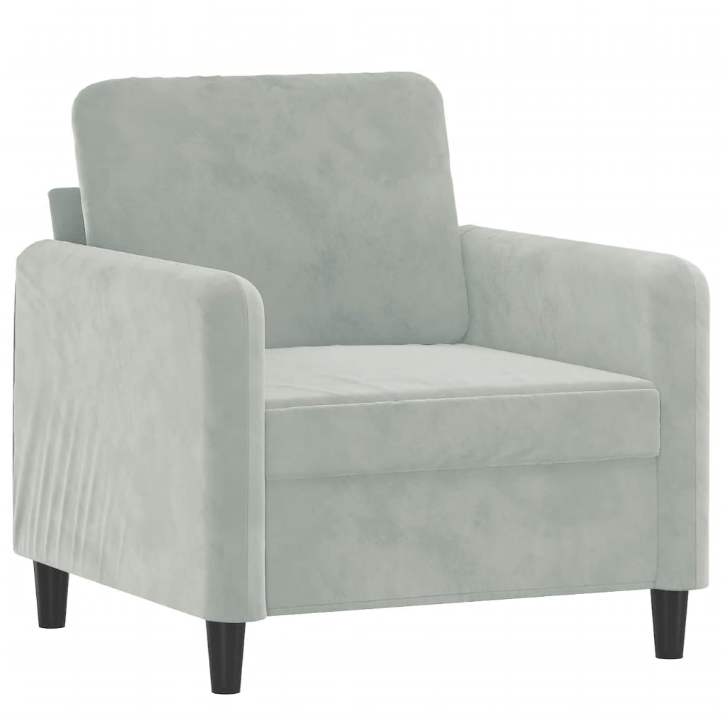 lænestol 60 cm velour lysegrå