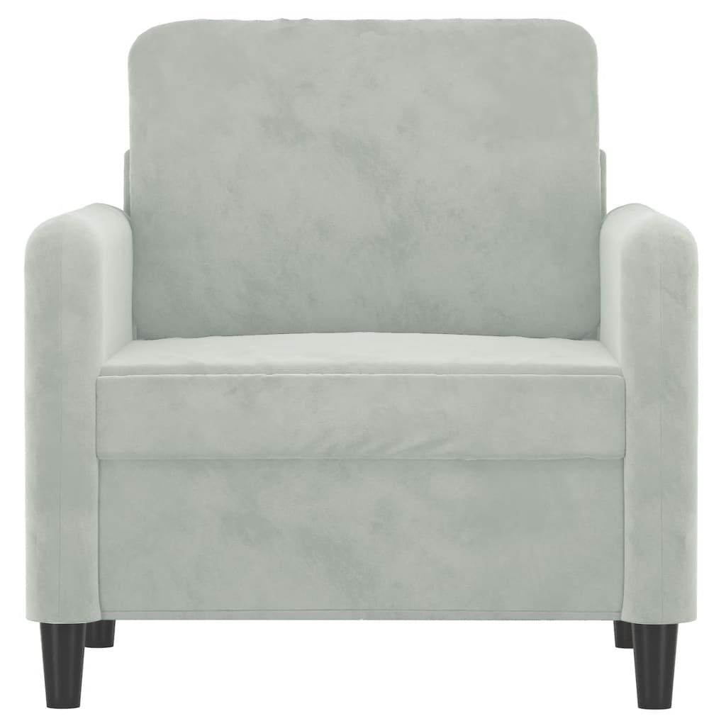 lænestol 60 cm velour lysegrå