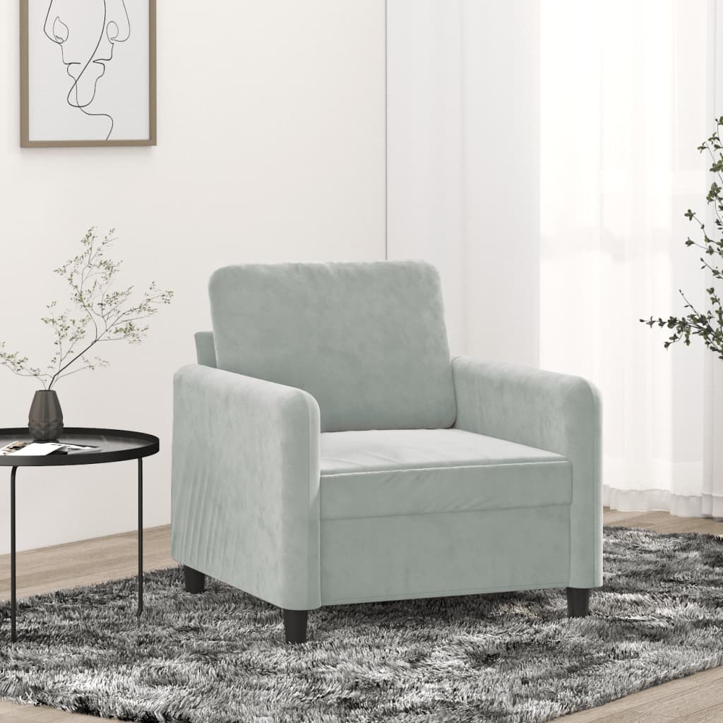 lænestol 60 cm velour lysegrå