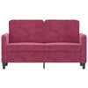 2-personers sofa 120 cm fløjl vinrød