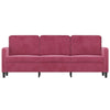 3-personers sofa 180 cm fløjl vinrød