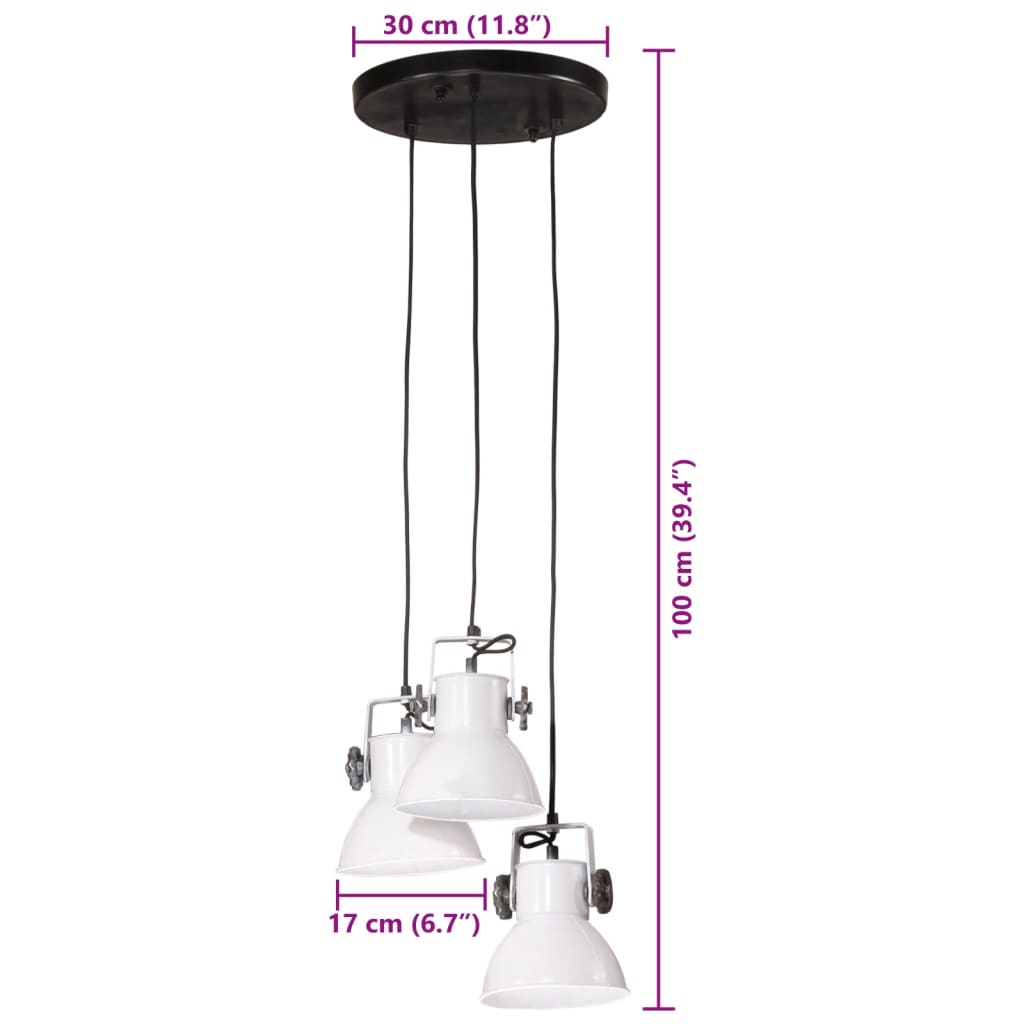 pendel 25 W rund 30x30x100 cm E27 hvid