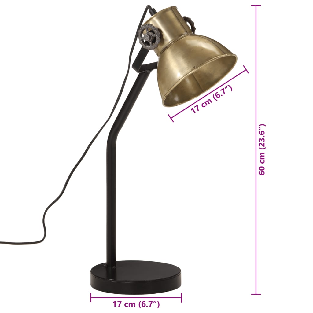 skrivebordslampe 17x17x60 cm 25 W E27 antik messingfarve