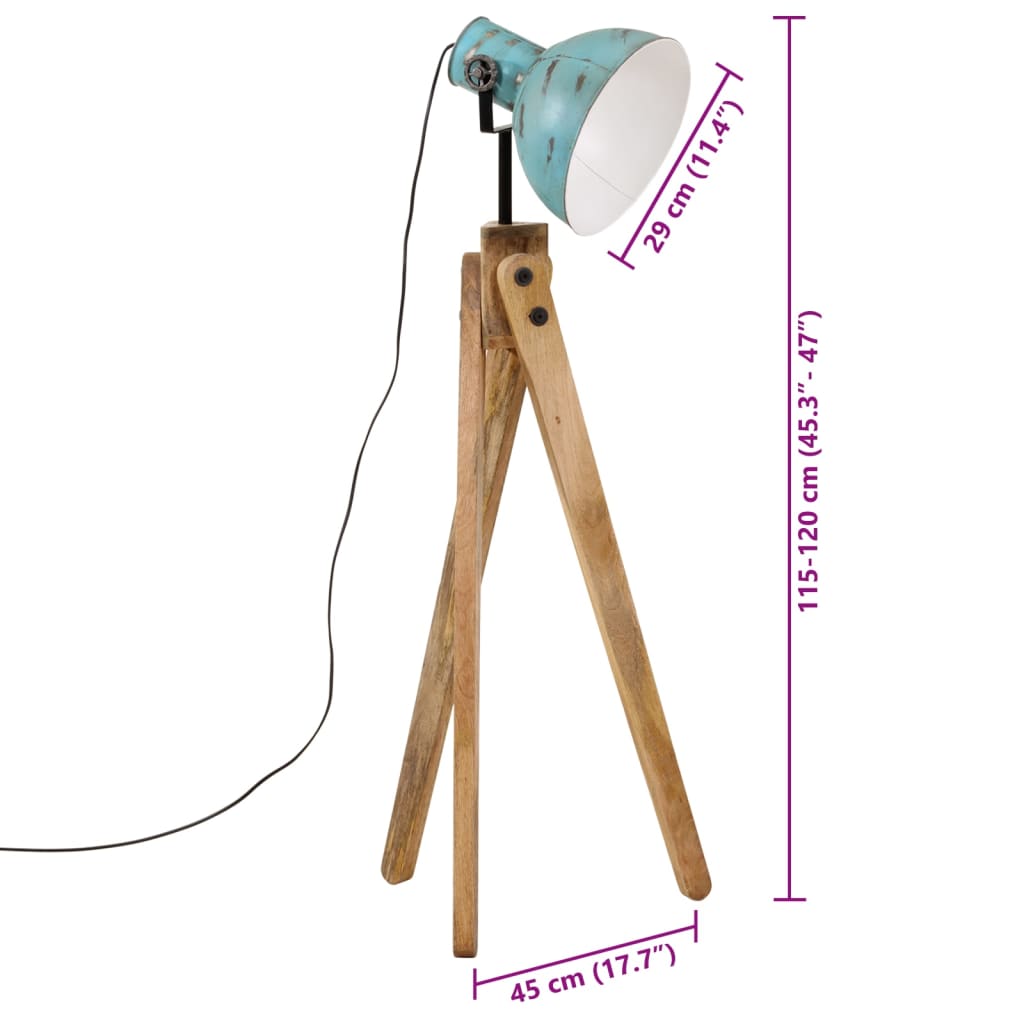 gulvlampe 45x45x120 cm 25 W E27 rustik blå