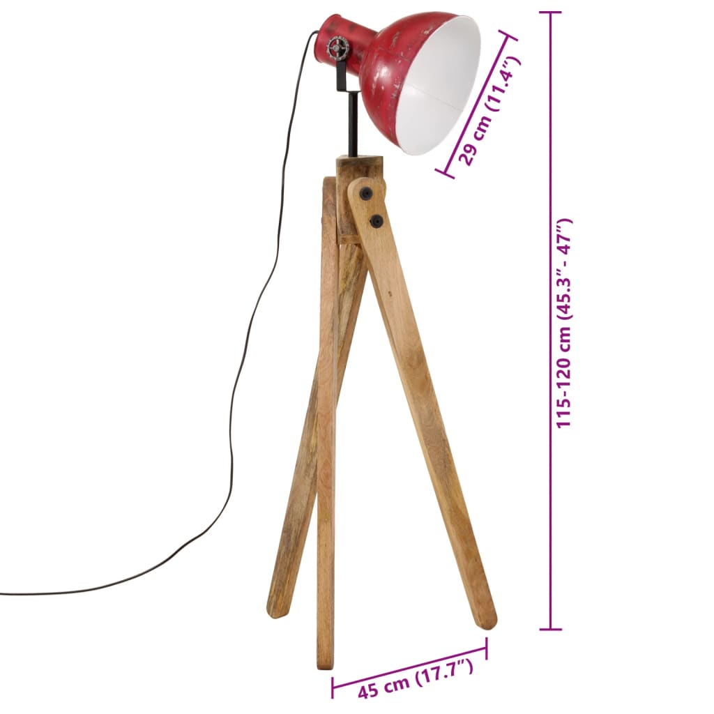 gulvlampe 45x45x120 cm 25 W E27 rustik rød