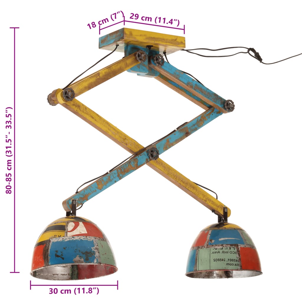 loftlampe 29x18x85 cm 25 W E27 flerfarvet