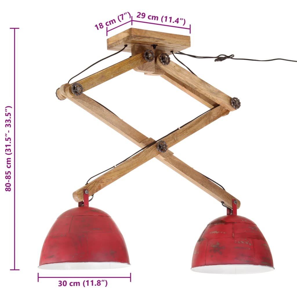 loftlampe 29x18x85 cm 25 W E27 rustik rød