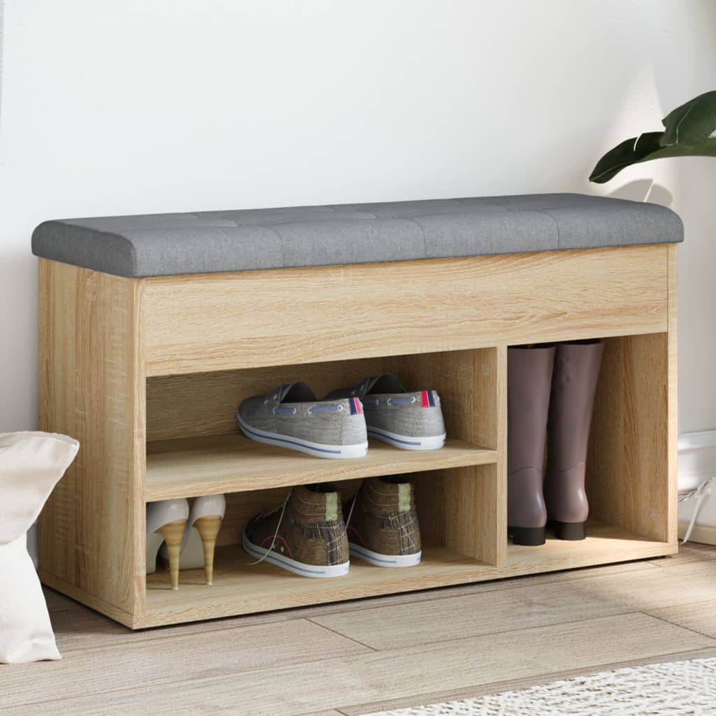 skobænk 82x32x45,5 cm konstrueret træ sonoma-eg