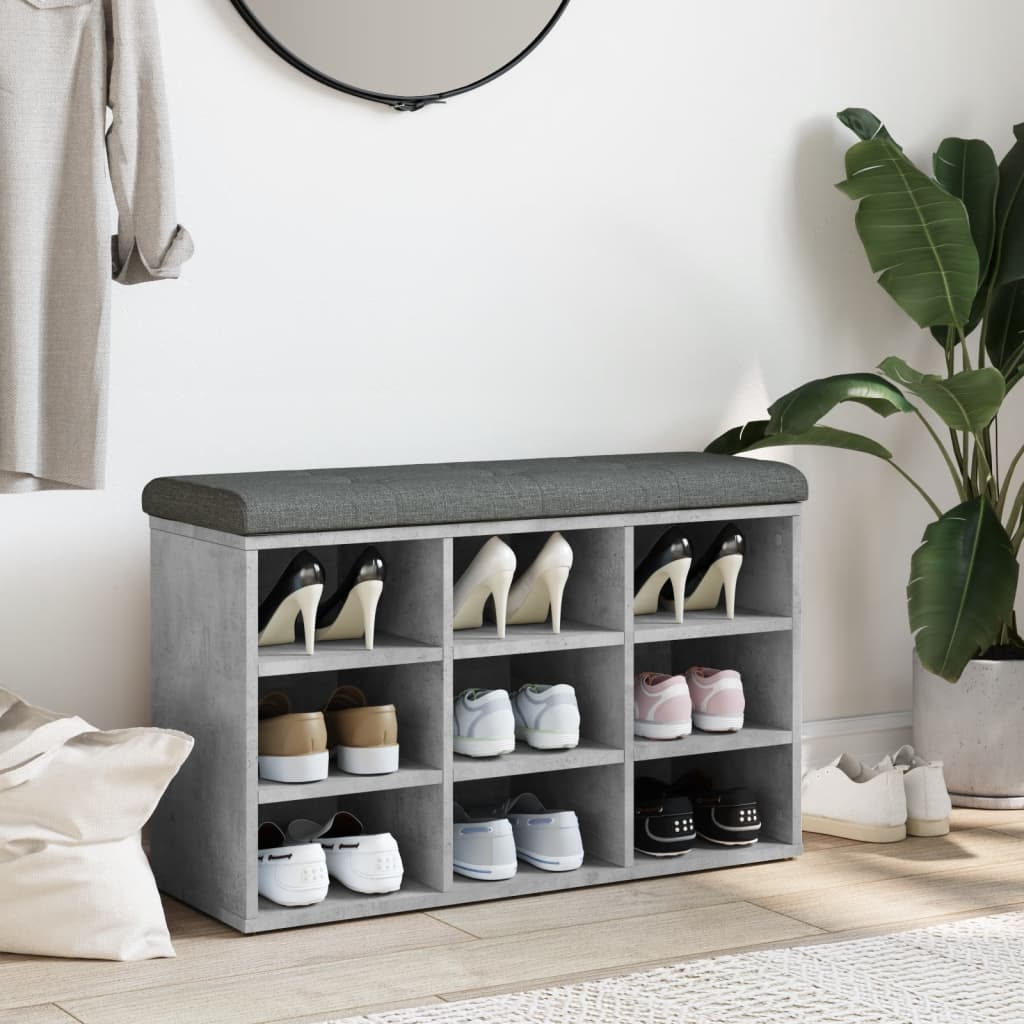 skobænk 82x32x50 cm konstrueret træ betongrå