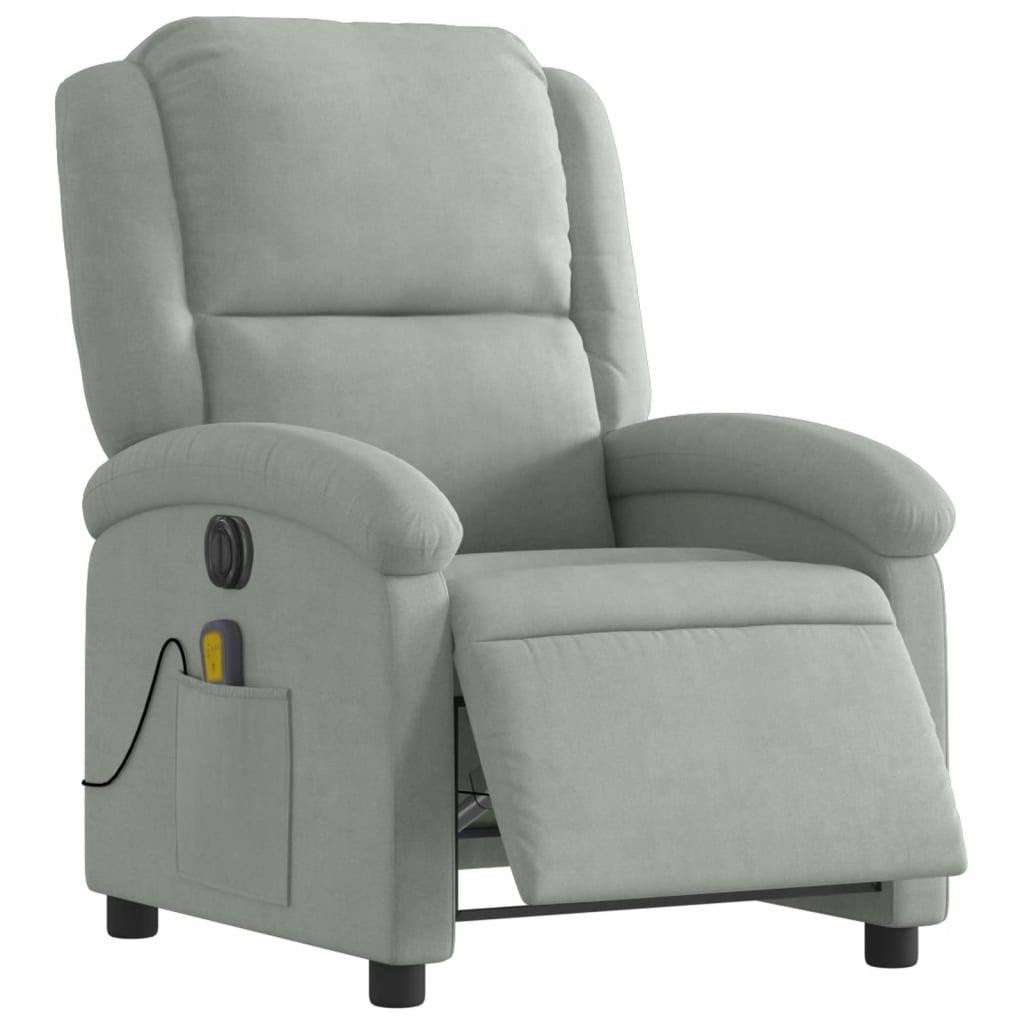 massagestol velour lysegrå