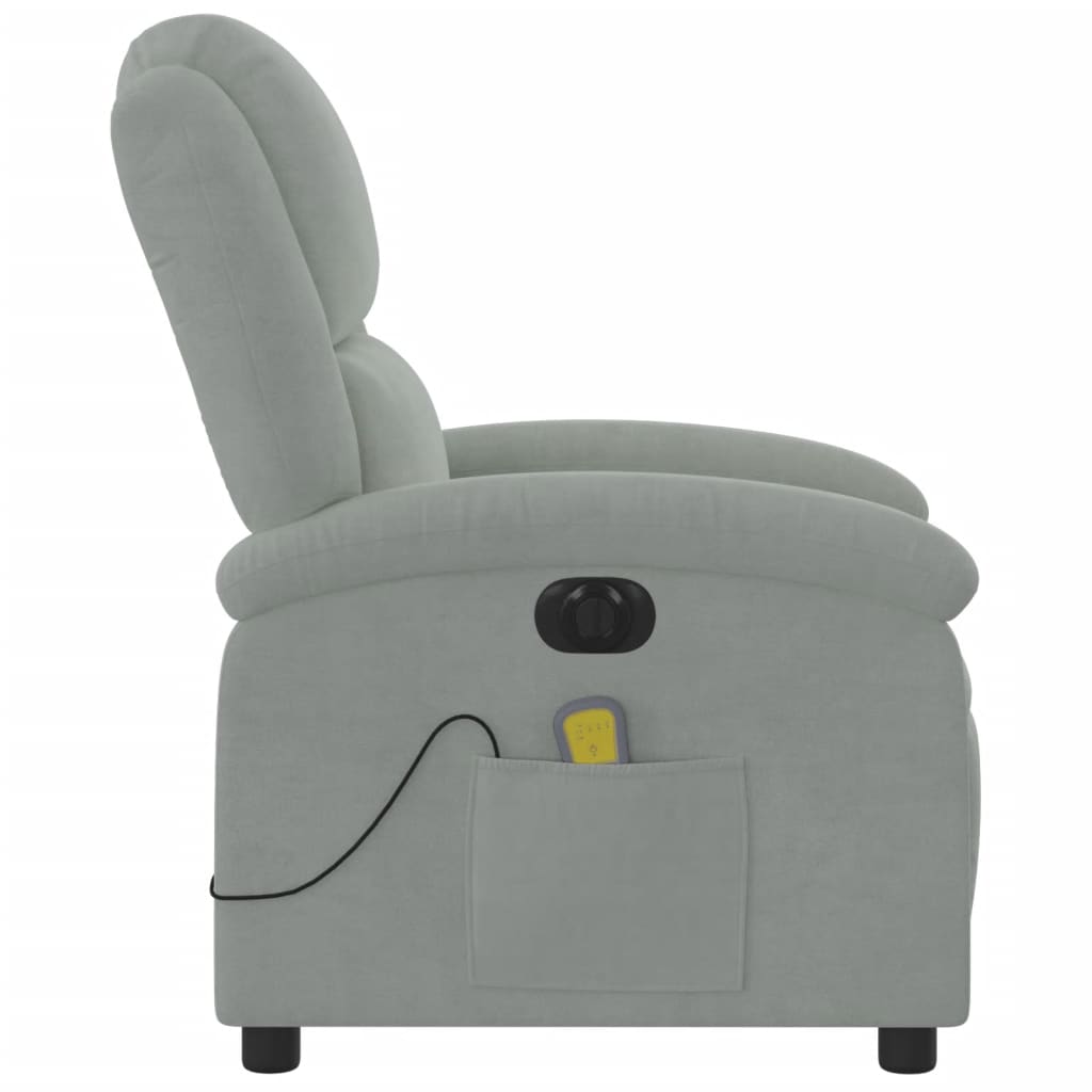 massagestol velour lysegrå
