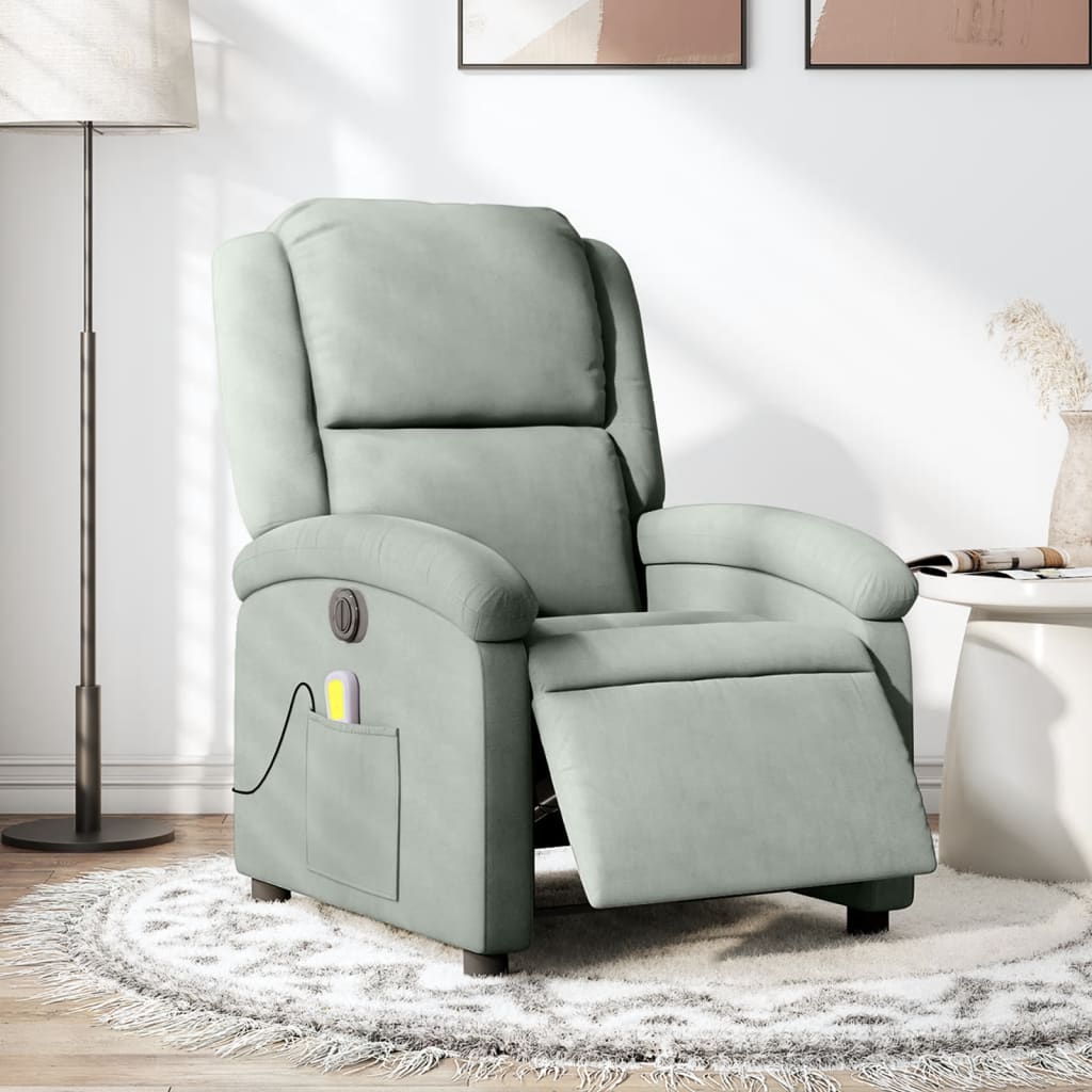massagestol velour lysegrå