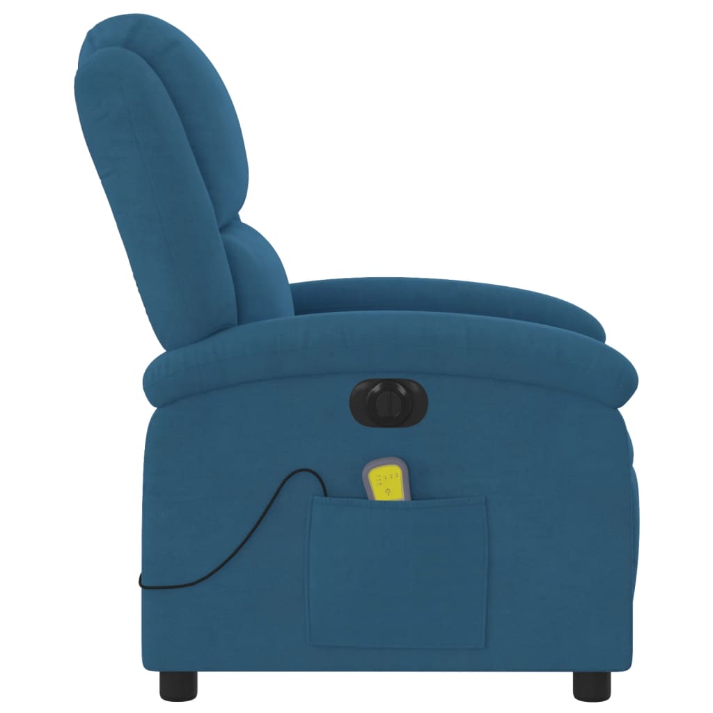 massagestol velour blå