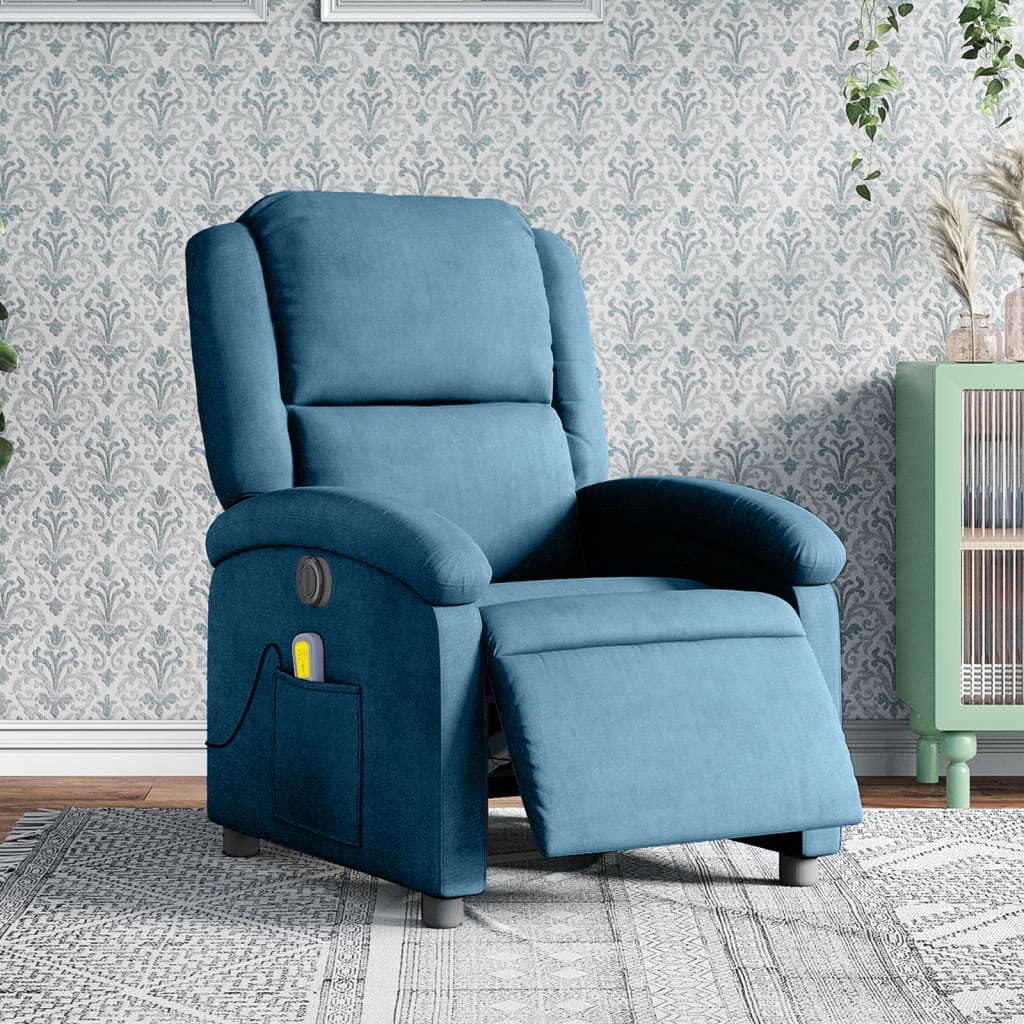 massagestol velour blå