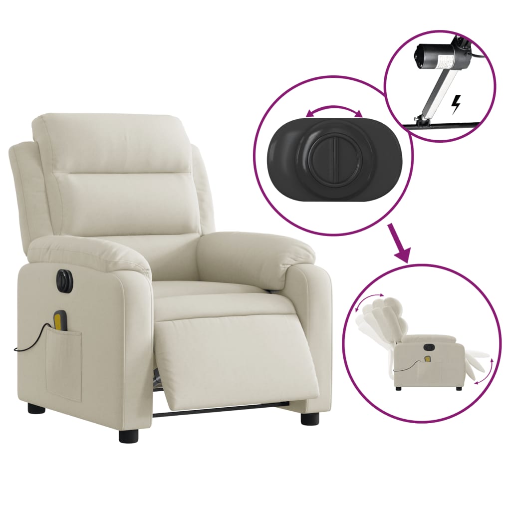massagestol velour cremefarvet