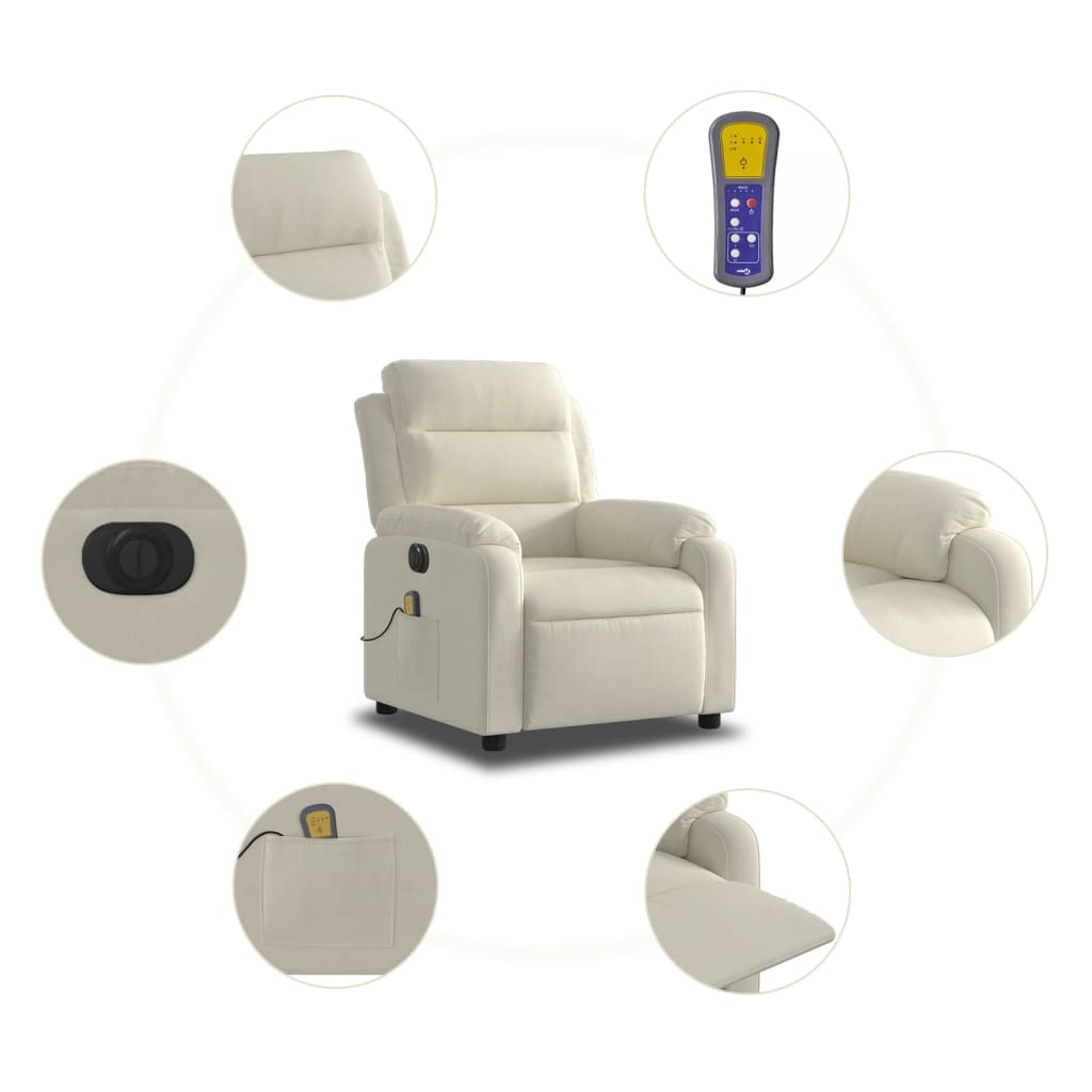 massagestol velour cremefarvet