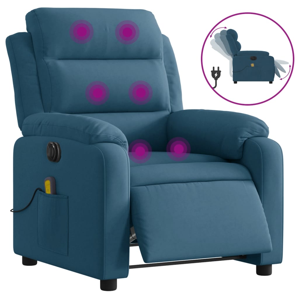 massagestol velour blå