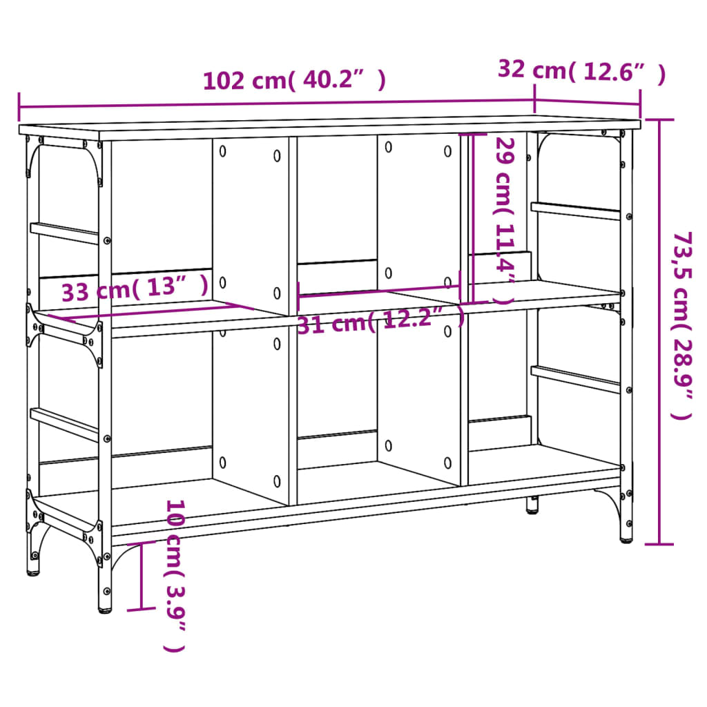 skænk 102x32x73,5 cm konstrueret træ grå sonoma-eg