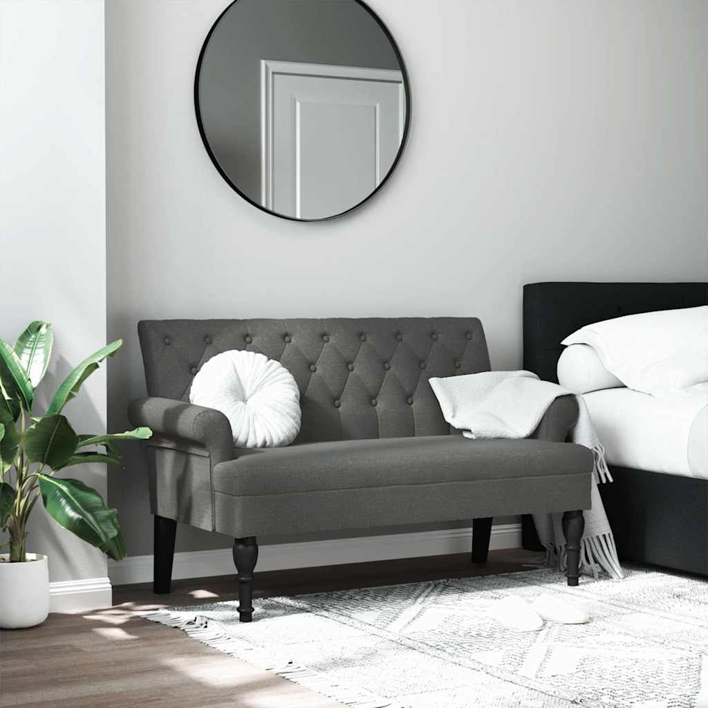 bænk med ryglæn 120x62x75,5 cm stof mørkegrå